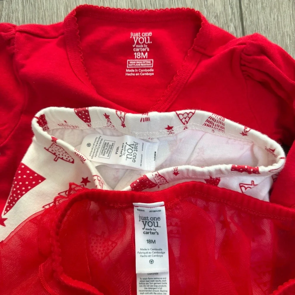 CARTERS 3PC CHRISTMAS SNUG FIT LONG SLEEVE AND PANTS PJ SET 18MO